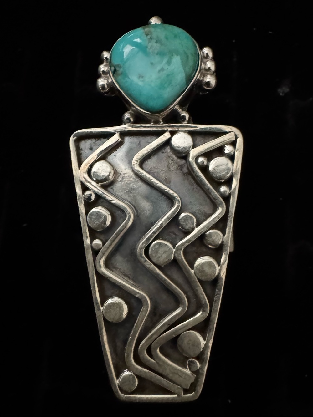 Sterling Silver genuine Turquoise statement ring - Teal Blue Stone stunning